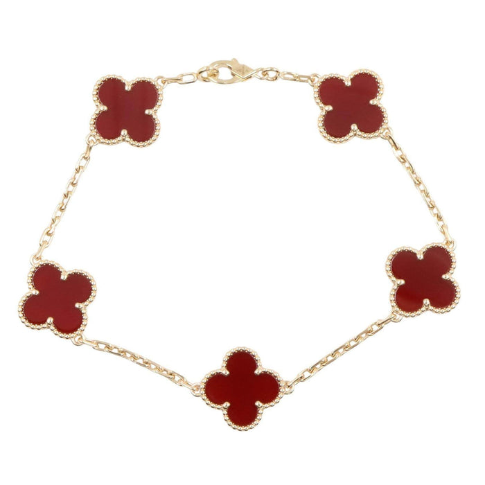 Van Cleef & Arpels Vintage Alhambra 18K Yellow Gold Carnelian Bracelet – front view