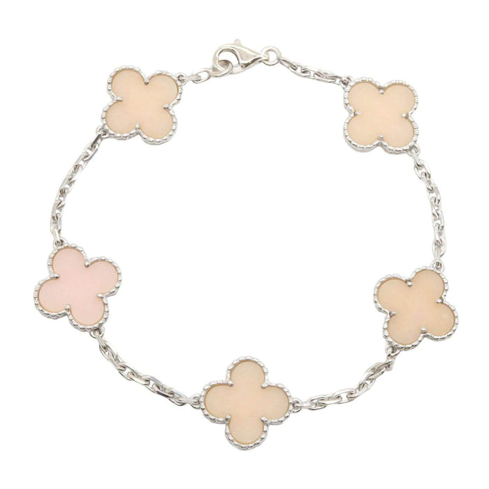 Van Cleef & Arpels Vintage Alhambra 18K White Gold Opal Bracelet – front view