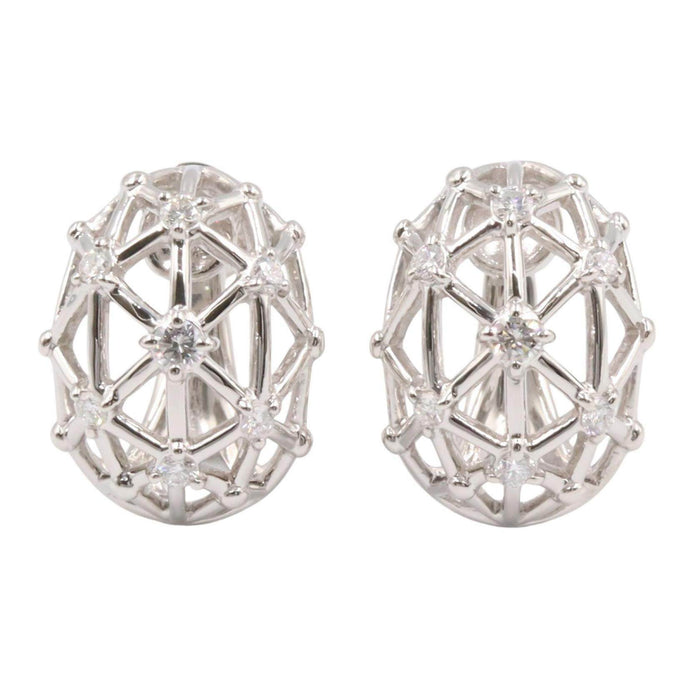 Tasaki Platinum Diamond Clip-On Earrings – front view