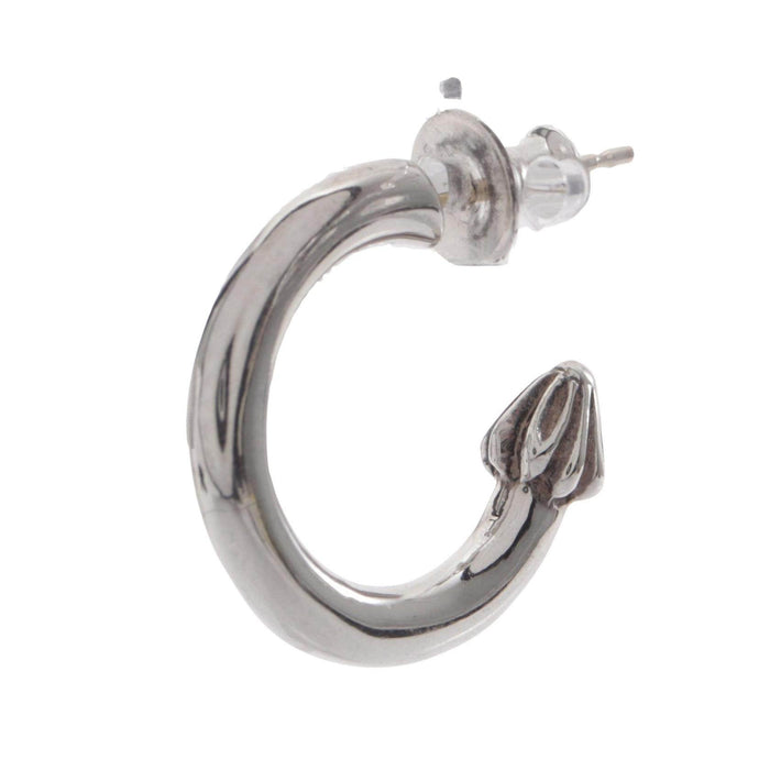 Chrome Hearts Plain Sterling Silver Hoop Earrings – front view