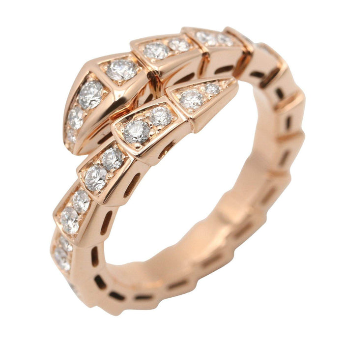 Bulgari Serpenti Viper 18K Rose Gold Diamond Ring – front view