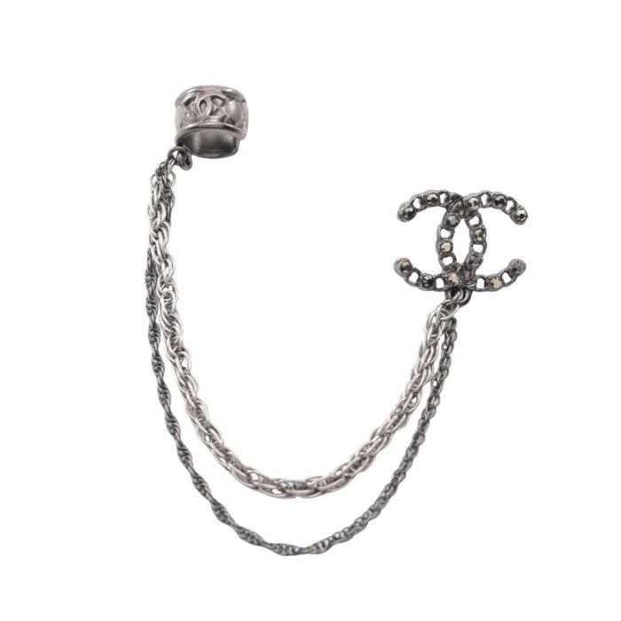 Chanel Coco Mark Chain Brass Earrings – front view