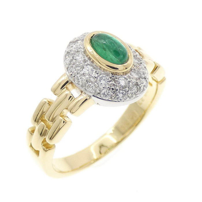 Ponte Vecchio 18K Yellow Gold Diamond Emerald Ring – front view