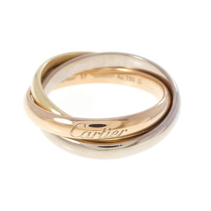 Cartier Trinity Three Color 18K Yellow Gold Diamond Ring – front view