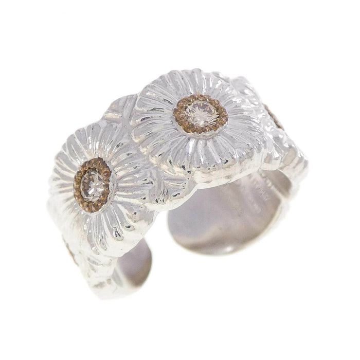 Sterling Silver Buccellati Blossom Diamond Ring – front view