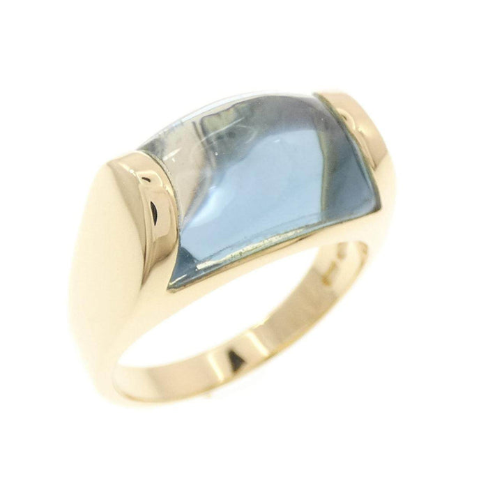 Bulgari Tronchet Blue 18K Yellow Gold Topaz Ring – front view