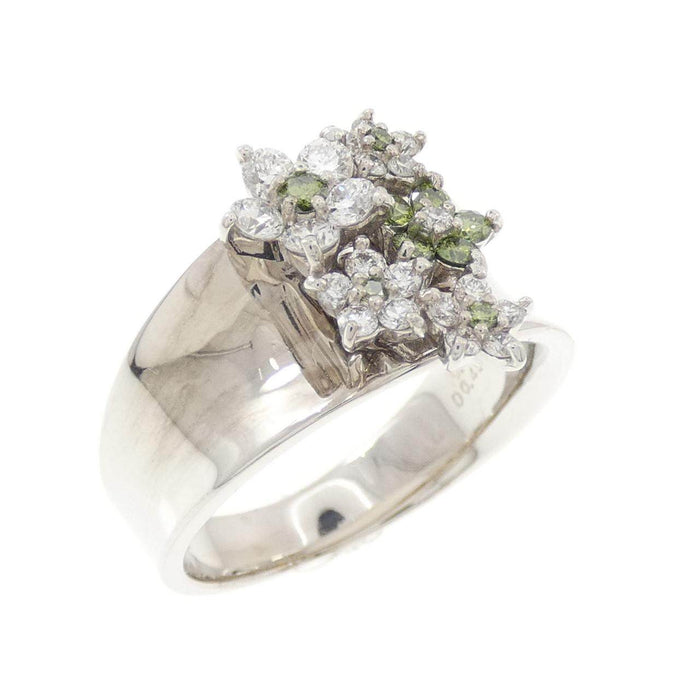 Ponte Vecchio Flower 18K White Gold Diamond Ring – front view