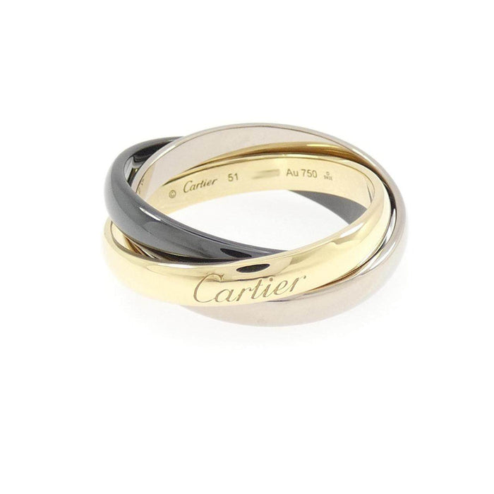 Cartier Trinity Ceramic 18K Yellow Gold Diamond Ring – front view