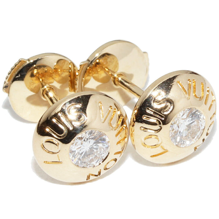 Louis Vuitton Puce d'Oreille Clous 18K Yellow Gold Diamond Earrings – front view