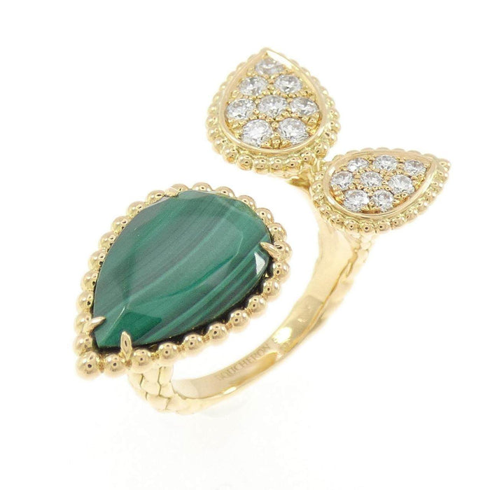 Boucheron Serpent Boheme 18K Yellow Gold Diamond Malachite Ring – front view