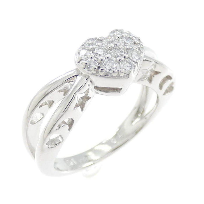 Ponte Vecchio Heart 18K White Gold Diamond Ring – front view