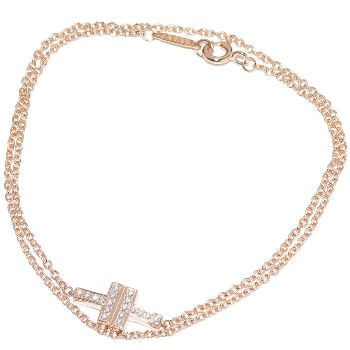 Tiffany & Co. T Two 18K Rose Gold Diamond Bracelet – front view
