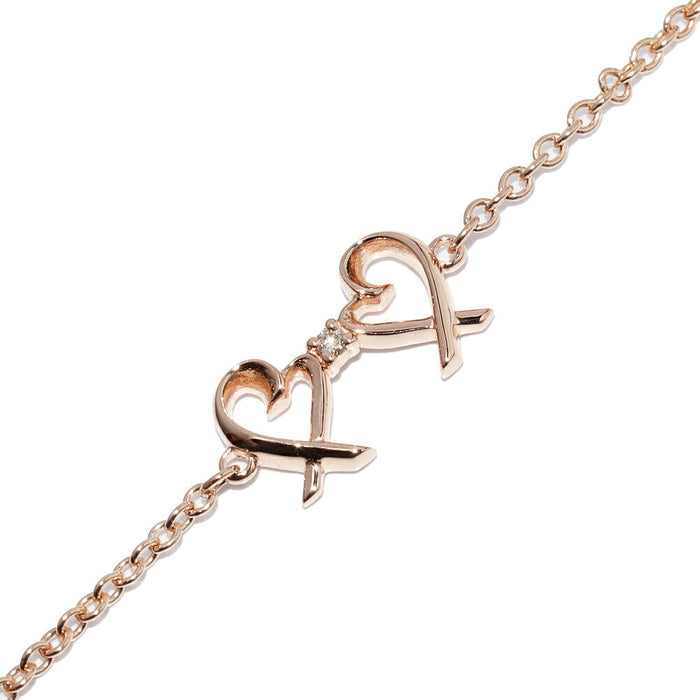 Tiffany & Co. Paloma Picasso Double Loving Heart 18K Rose Gold Diamond Bracelet – front view