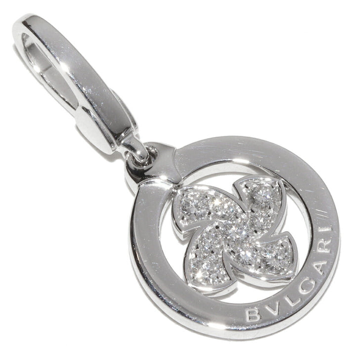 Bulgari Tondo Windmill 18K White Gold Diamond Pendant – front view