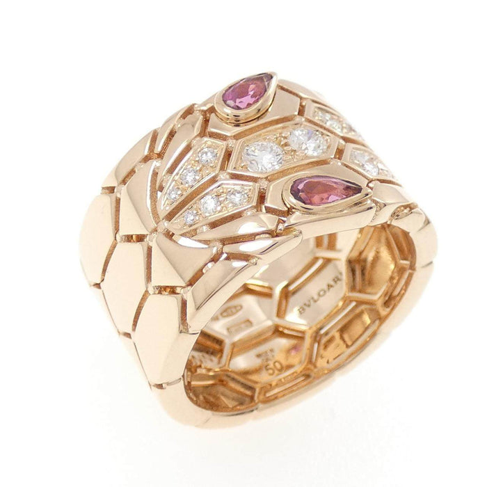 Bulgari Serpenti 18K Rose Gold Tourmaline Diamond Ring – front view