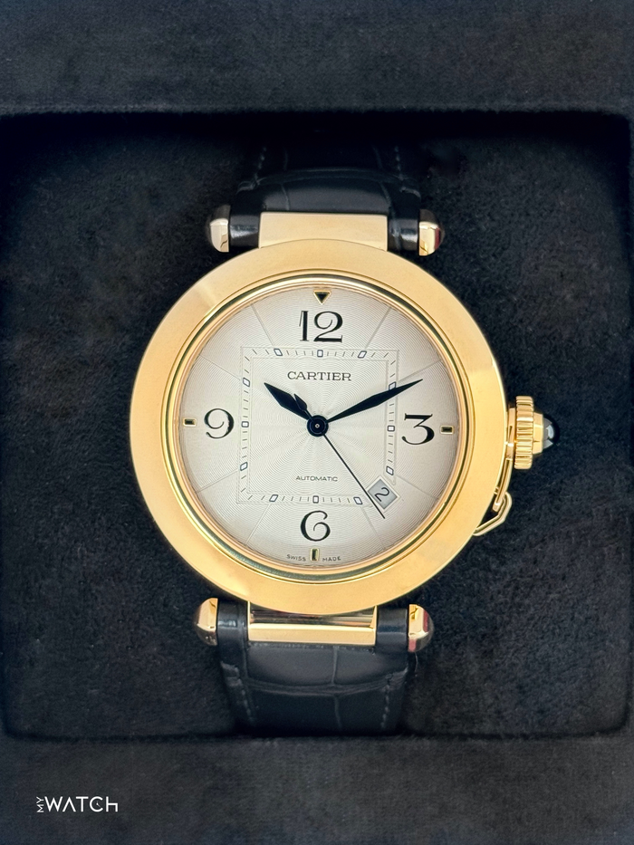 Cartier Pasha 41mm WGPA0007 Yellow Gold Silver Dial – front view