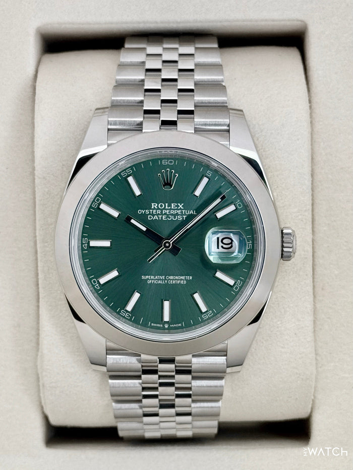 Rolex Datejust 41mm 126300 Stainless Steel Jubilee Green Dial – front view
