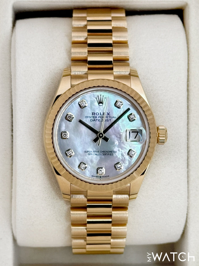 Rolex Datejust 31mm 278278 Yellow Gold Mother of Pearl Diamond Dial – front view