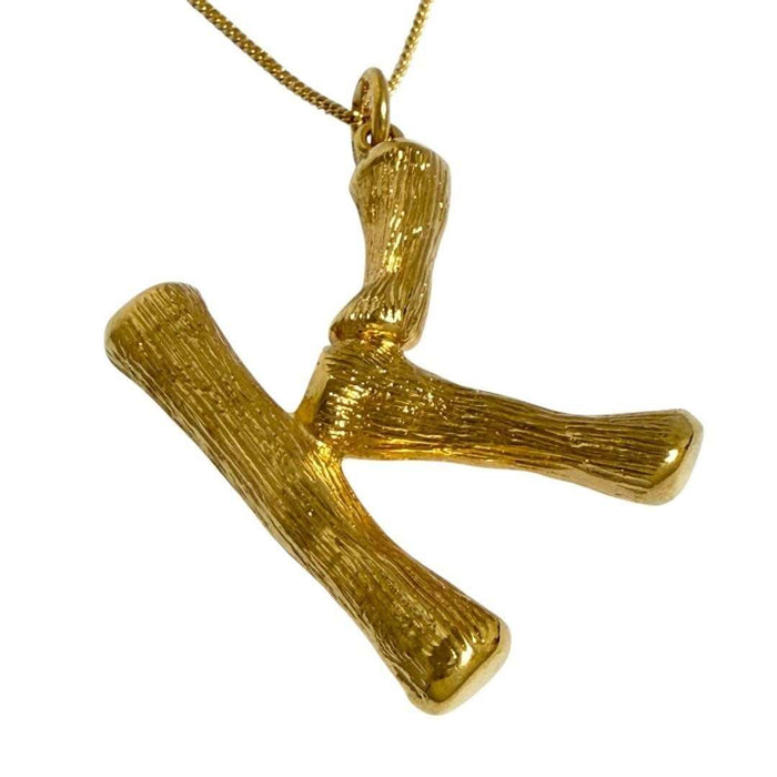 Celine Alphabet Brass Pendant Necklace – front view