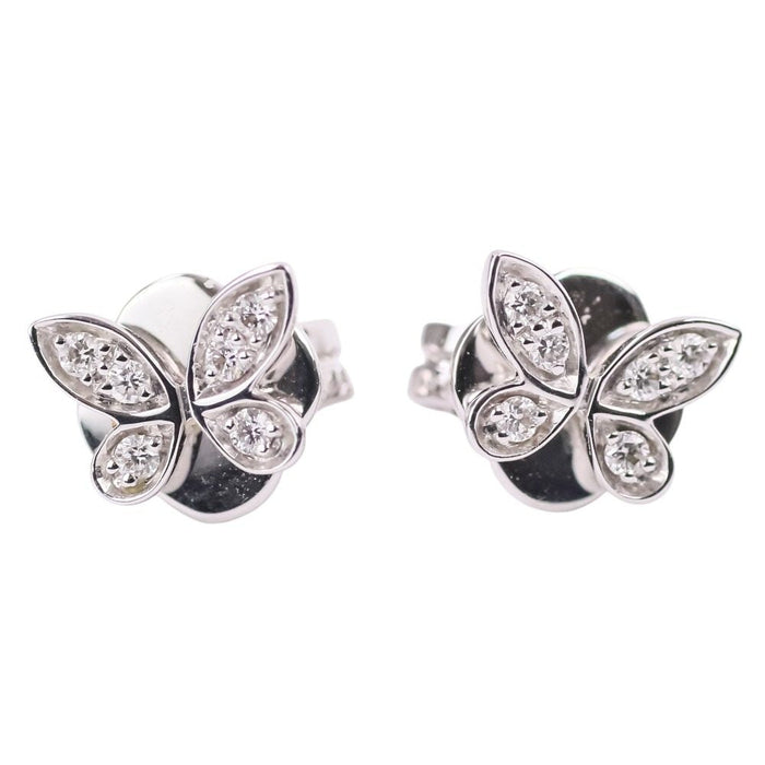 18K White Gold Graff Pavé Butterfly Diamond Stud Earrings – front view