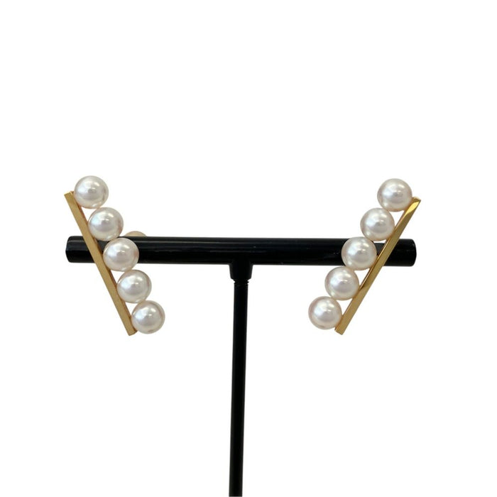 Tasaki Balance Plus 18K Yellow Gold Akoya Pearl Earrings – front view