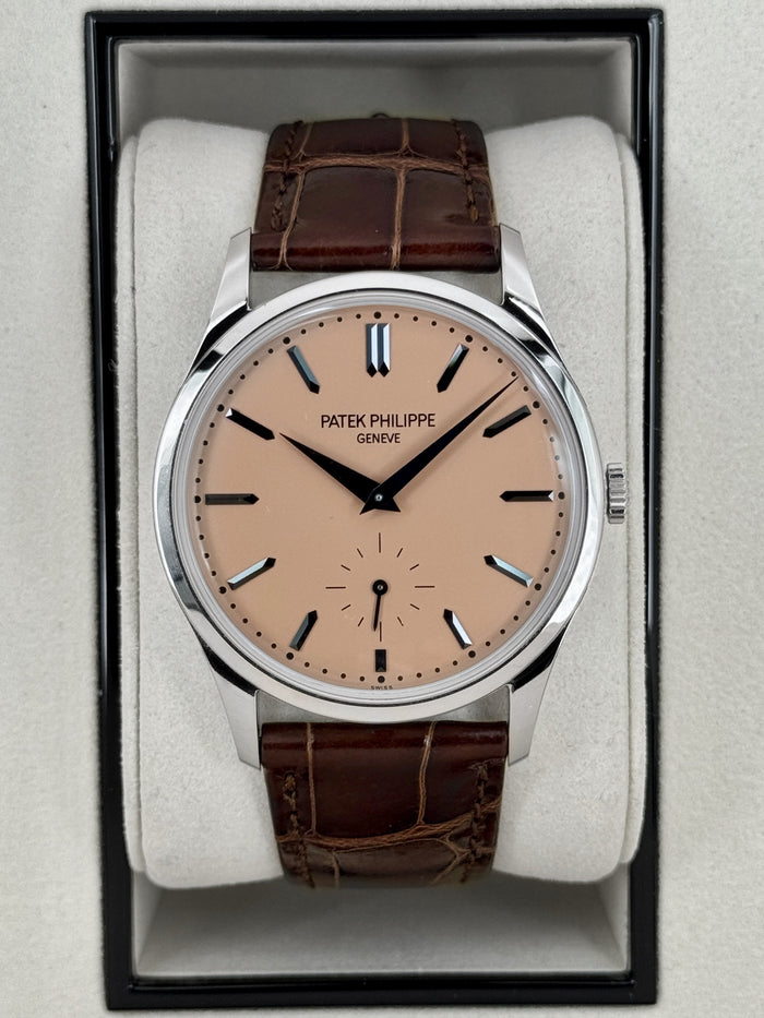 Patek Philippe Calatrava 38mm 6196P Platinum Rose Gilt Opaline Dial – front view