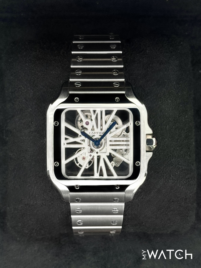 Santos de Cartier 39.8mm WHSA0015 Stainless Steel Skeleton Dial – front view