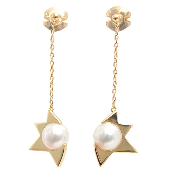 Tasaki Comet Plus 18K Yellow Gold Pearl Earrings – front view