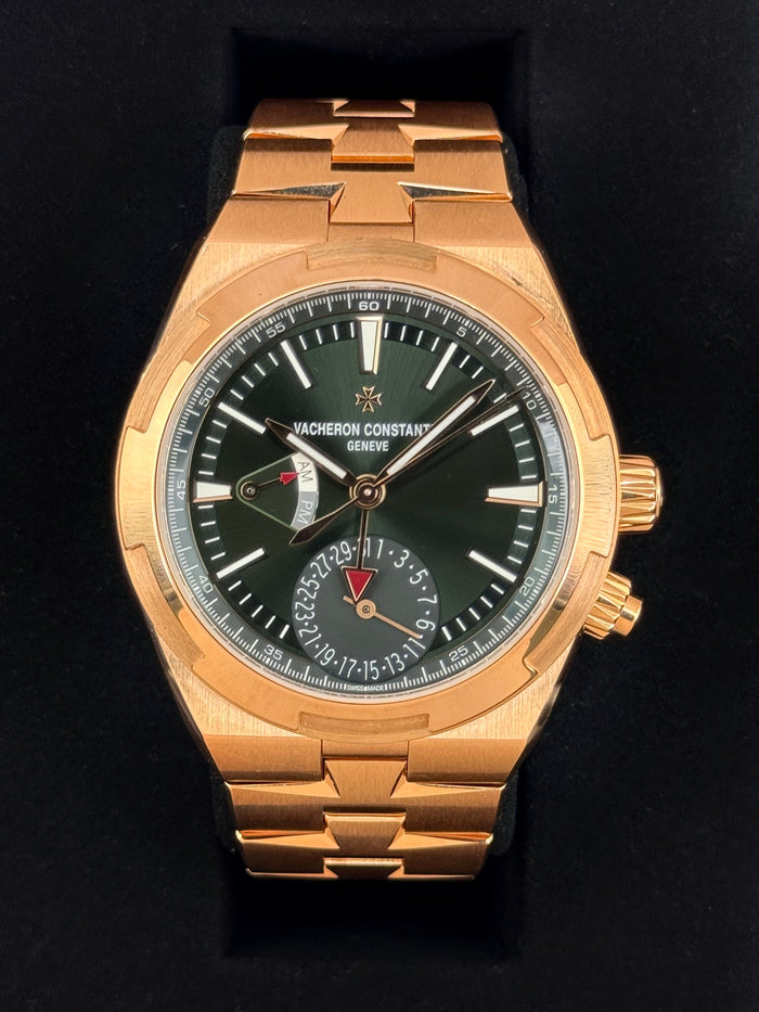 Vacheron Constantin Overseas Dual Time 41mm 7920V Pink Gold Green Dial – front view