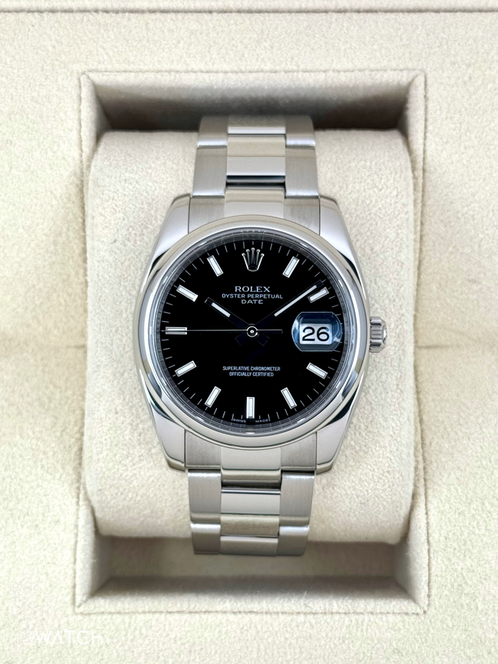 Rolex Oyster Perpetual Date 34mm 115200 Black Dial – front view