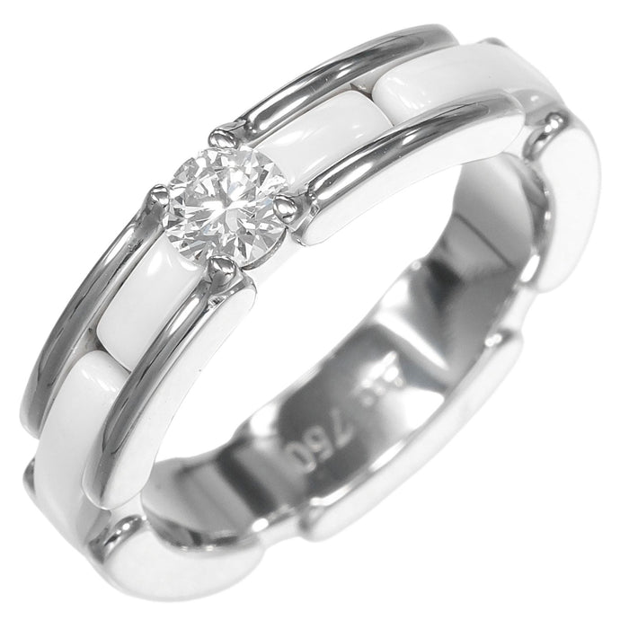 Chanel Ultra Small Ceramic 18K White Gold Diamond Solitaire Ring – front view