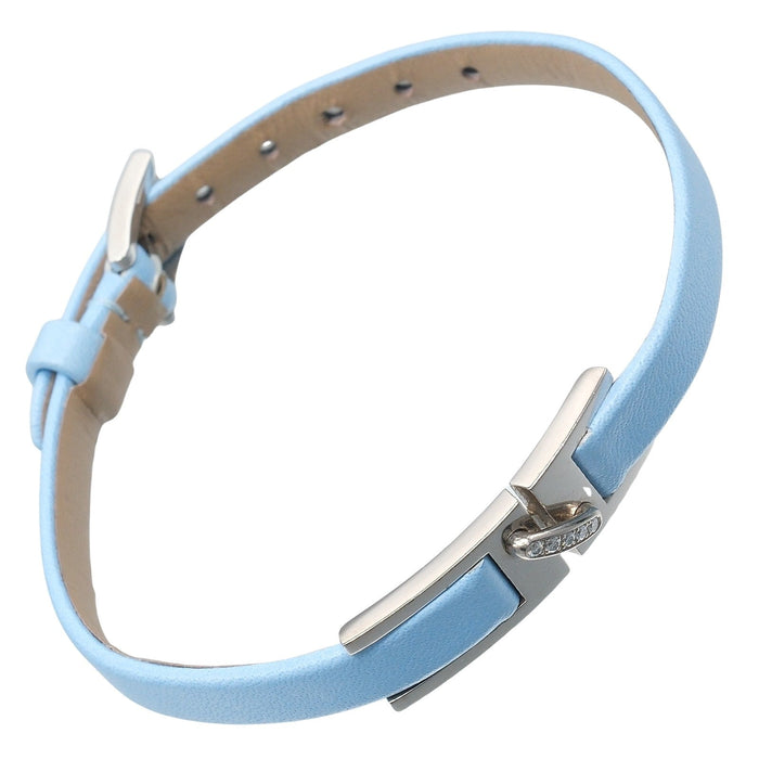 Chaumet Liens Leather 18K White Gold Diamond Bracelet – front view