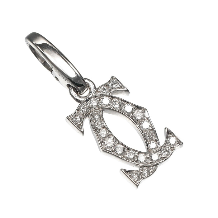 Cartier 2C Charm 18K White Gold Diamond Pendant – front view
