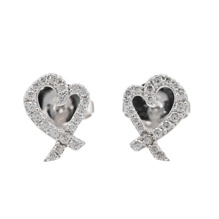 Tiffany & Co. Loving Heart 18K White Gold Diamond Earrings – front view