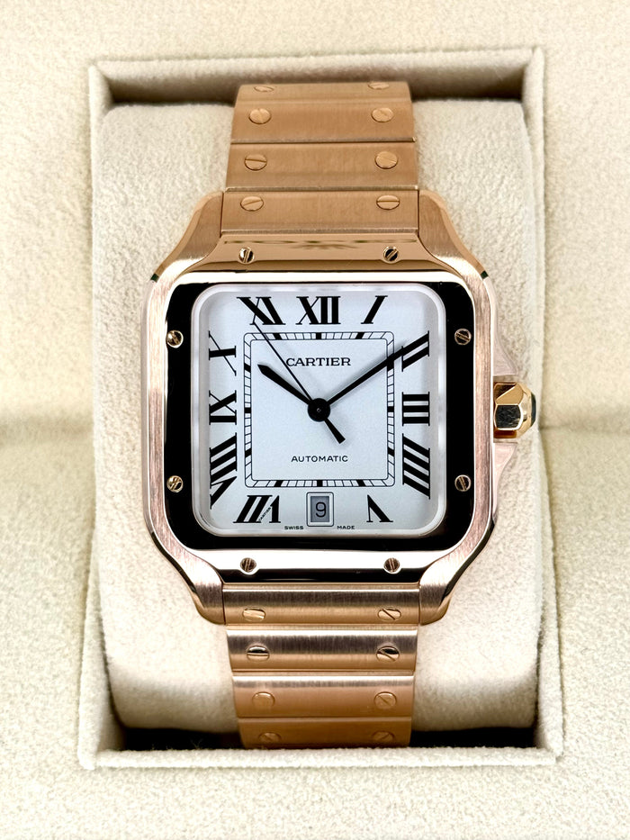 Santos de Cartier 39.8mm WGSA0018 Rose Gold White Dial – front view