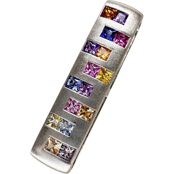 Jeunet Multicolor 18K White Gold Sapphire Spinel Pendant – front view
