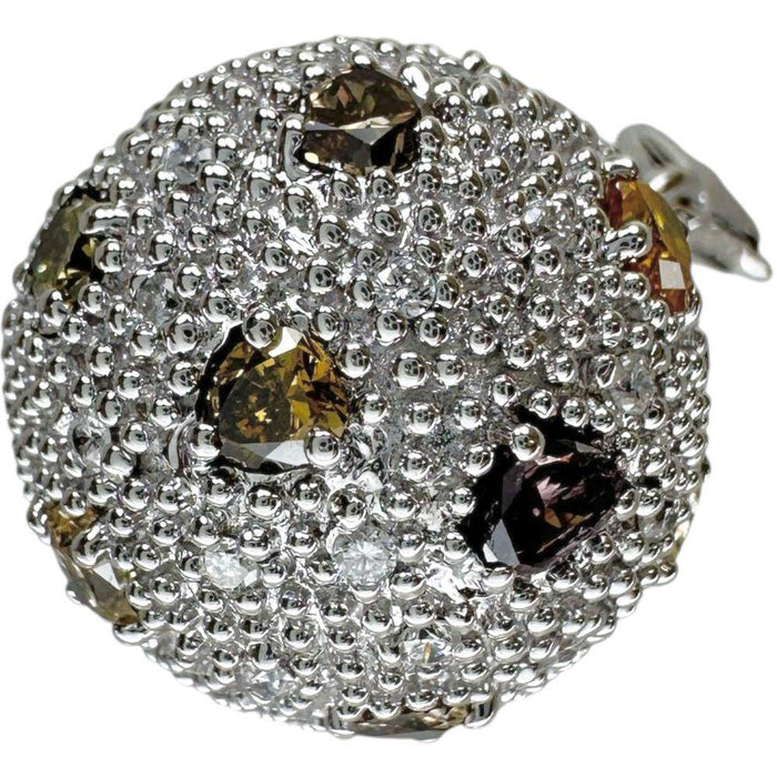 18K White Gold Sphere Motif Multi Color Diamond Pendant – front view