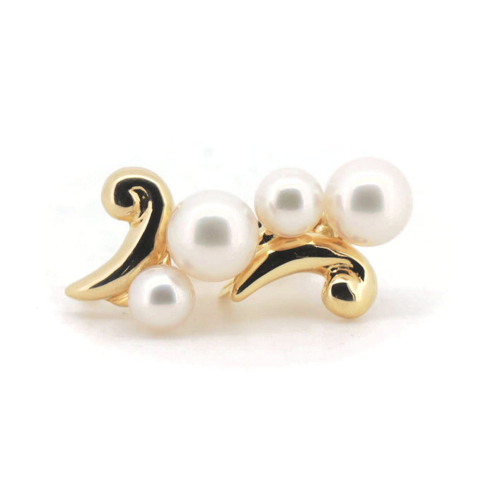 Tasaki 18K Yellow Gold Pearl Earrings – front view