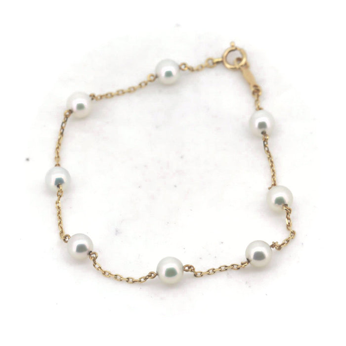 Mikimoto 18K Yellow Gold Pearl Bracelet – front view