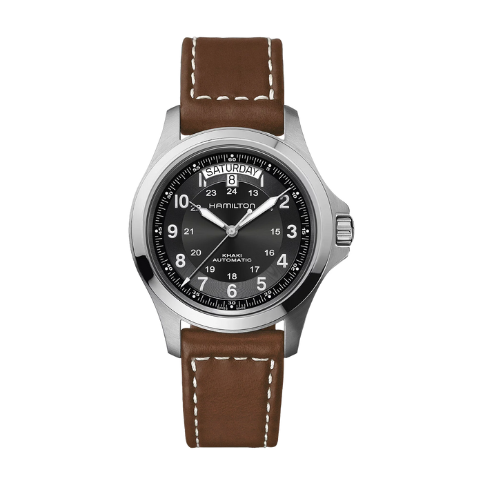 Hamilton Khaki King Auto 40mm Black Dial Leather H64455533