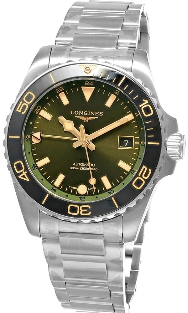Longines HydroConquest GMT 41mm Green Dial L3.890.4.06.6