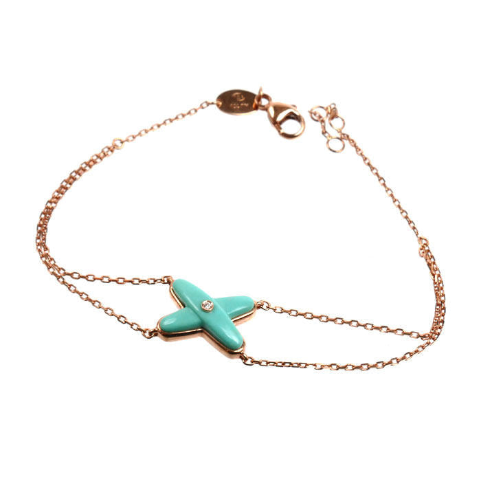 Chaumet Jeux de Liens 18K Rose Gold Turquoise Bracelet – front view