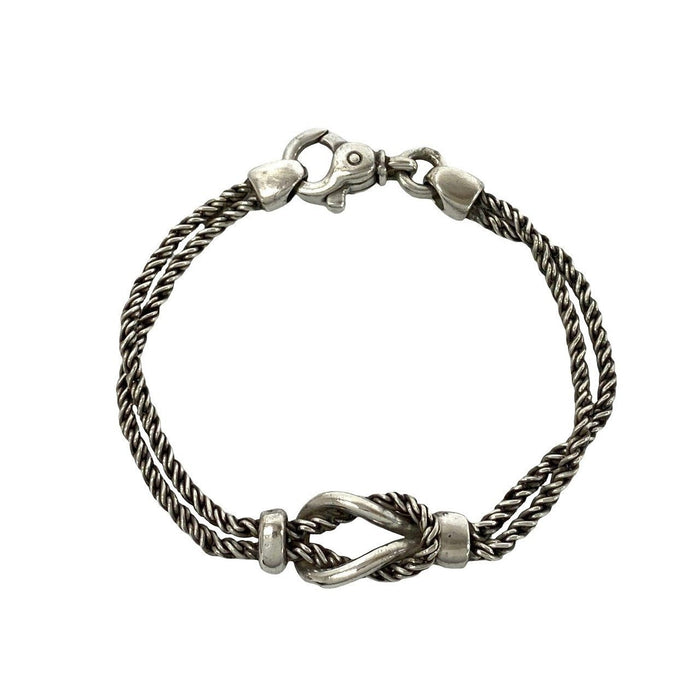 Tiffany & Co. Center Knot Double Rope Sterling Silver Bracelet – front view