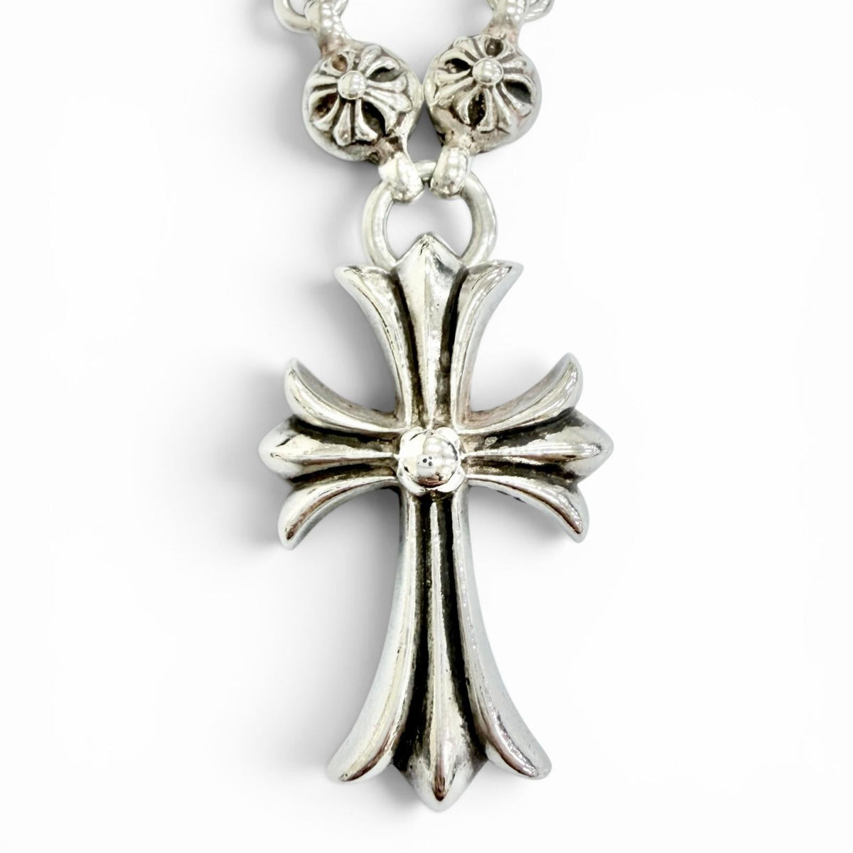 Chrome Hearts Crossball Sterling Silver Necklace – front view