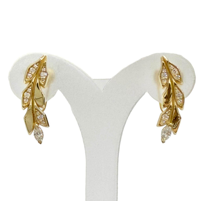 Tiffany & Co. Vine 18K Yellow Gold Diamond Earrings – front view