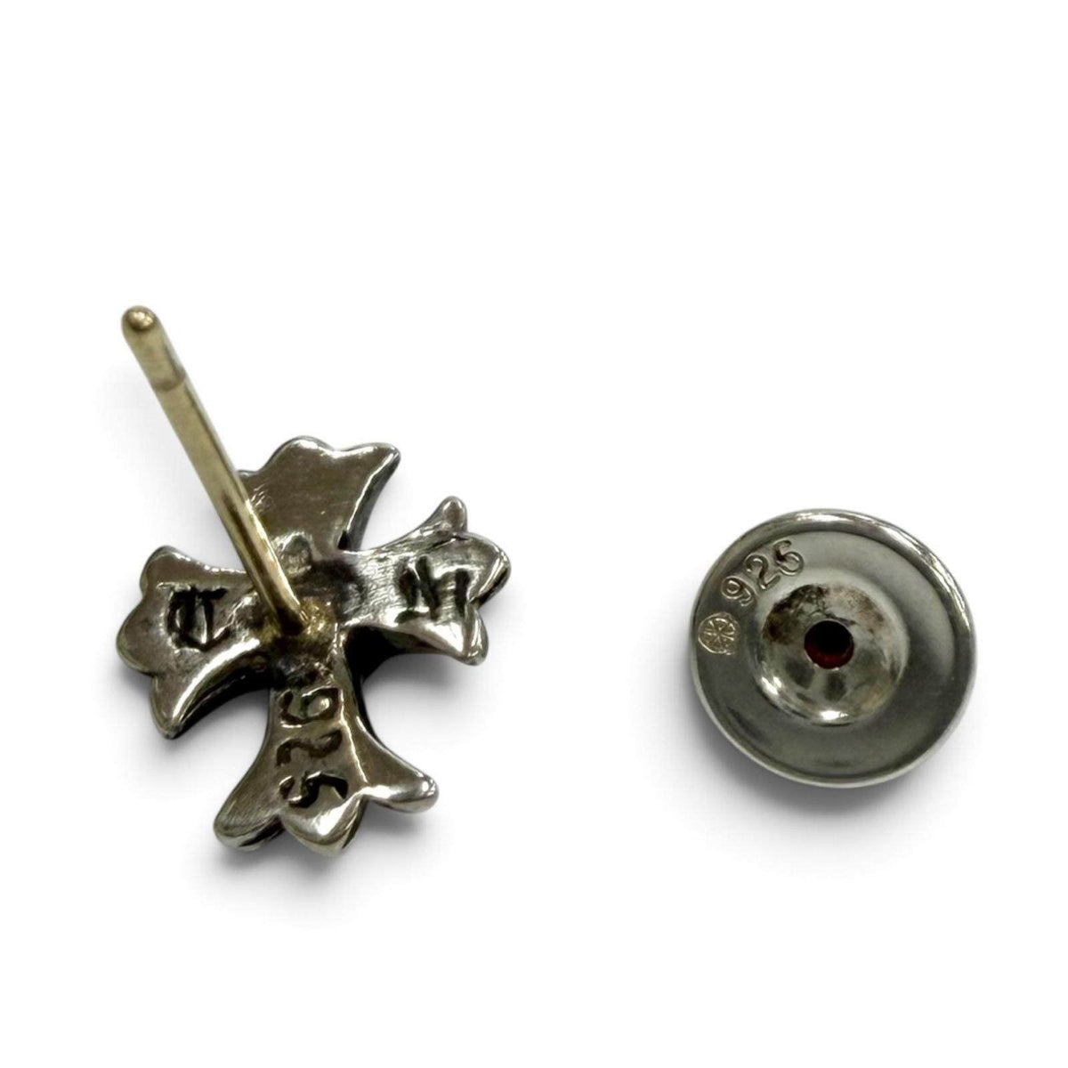 Chrome Hearts No.2 Ch Crs Ch Cross Sterling Silver Single Earring – back and fastening