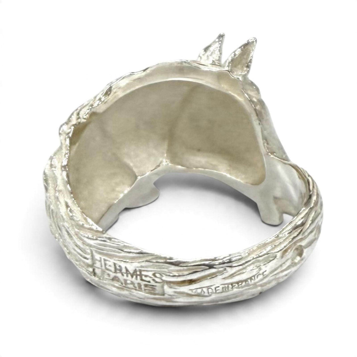Hermès Cheval Horse Sterling Silver Ring – top view
