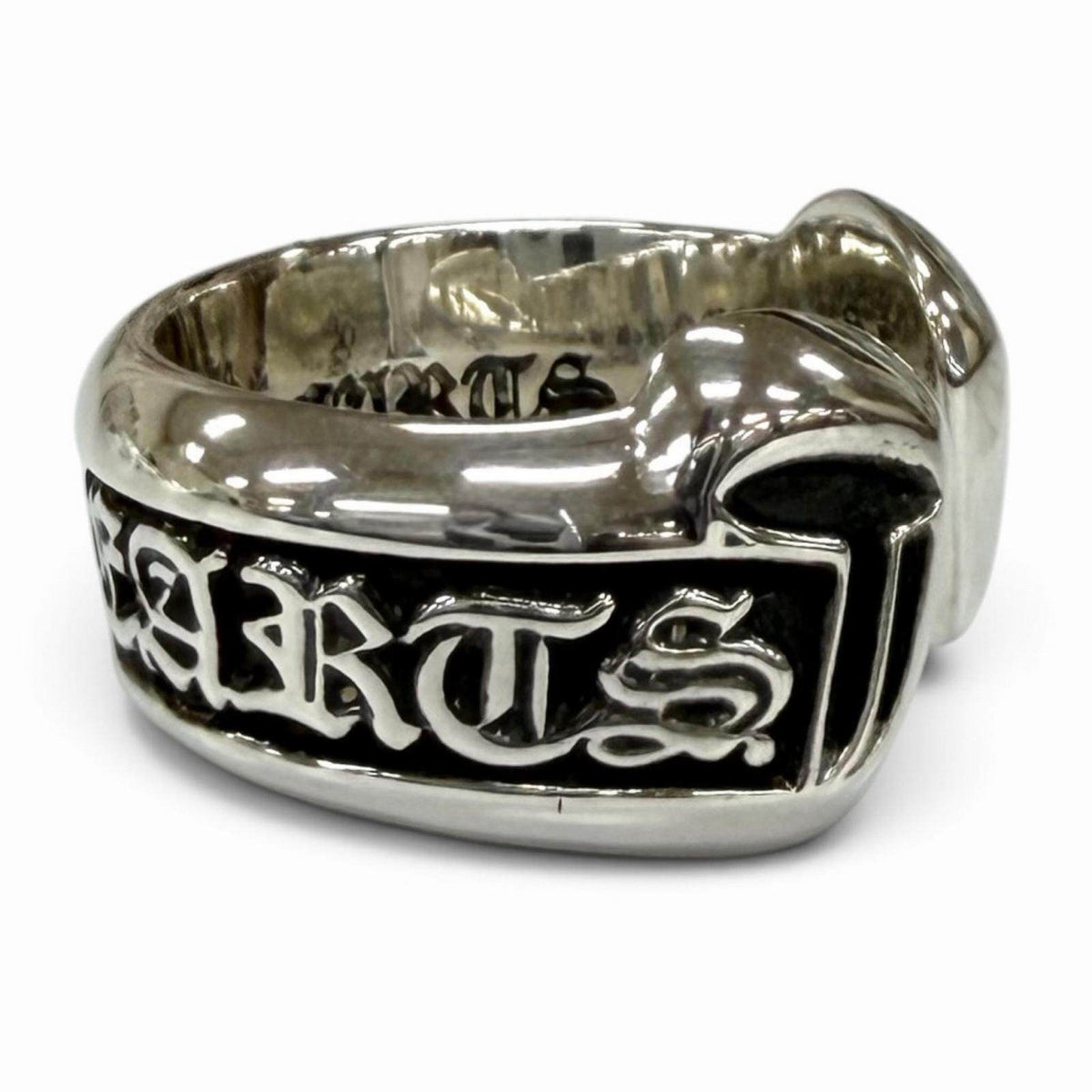Chrome Hearts Sm Scroll Label Sterling Silver Ring – side view