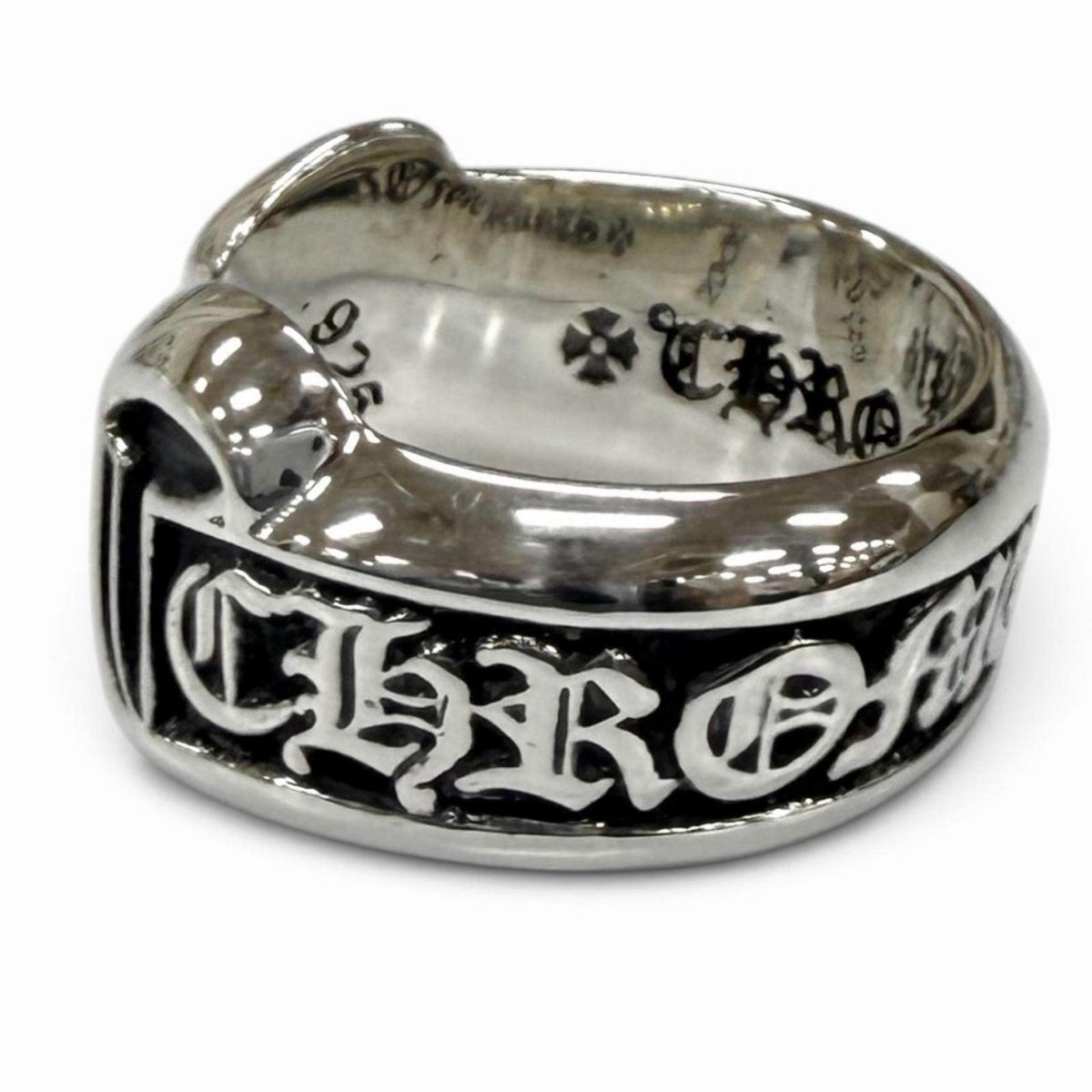 Chrome Hearts Sm Scroll Label Sterling Silver Ring – inside band