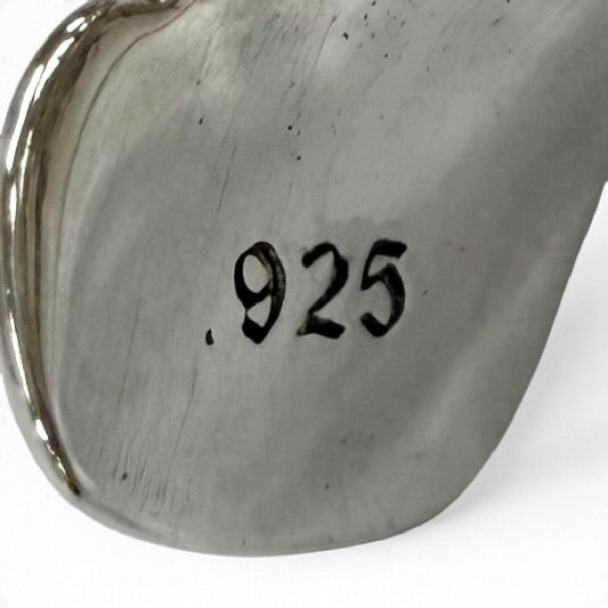 Chrome Hearts Sm Scroll Label Sterling Silver Ring – close-up